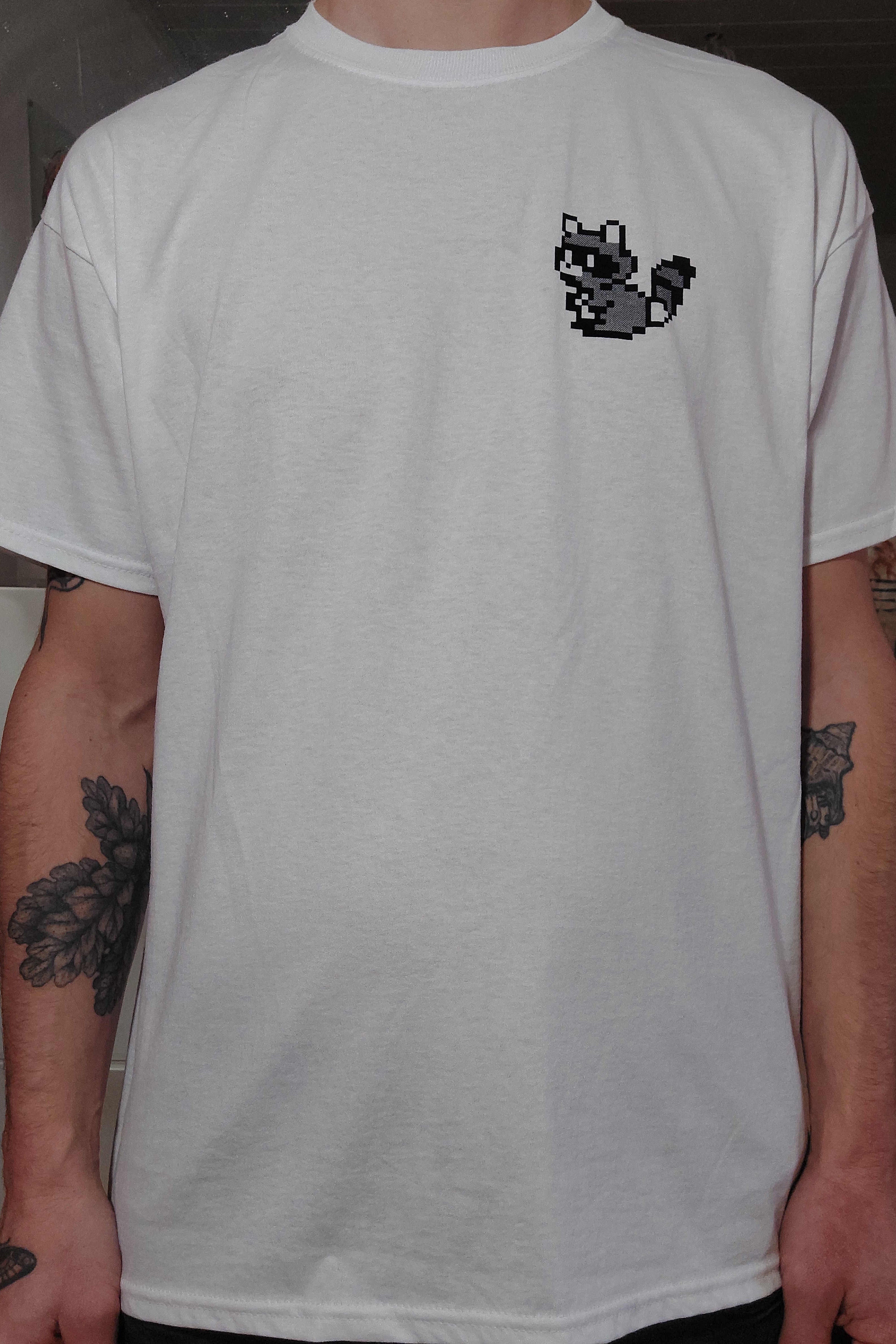 Alleluia Tee-shirt Blanc Raton Laveur Pixel Art