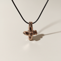 Collier en bronze massif avec pendentif croix artisanal poli miroir