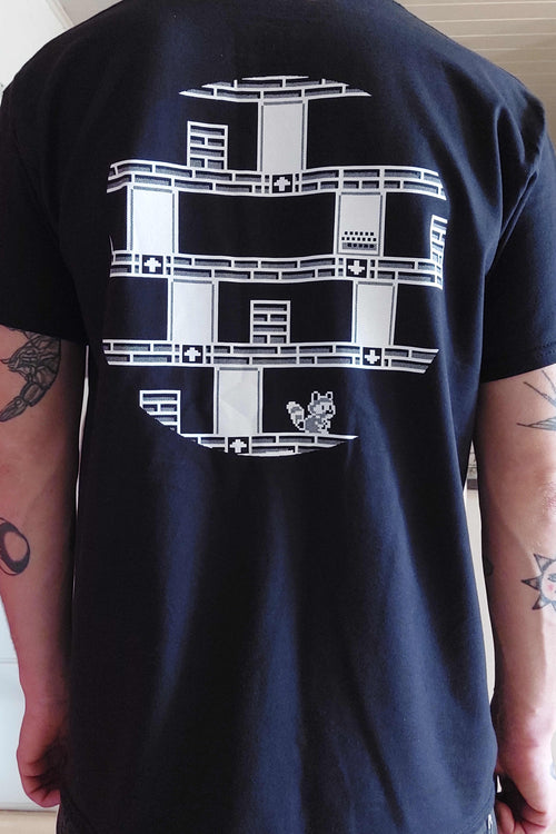 Alleluia Tee-shirt Noir Raton Laveur Pixel Art