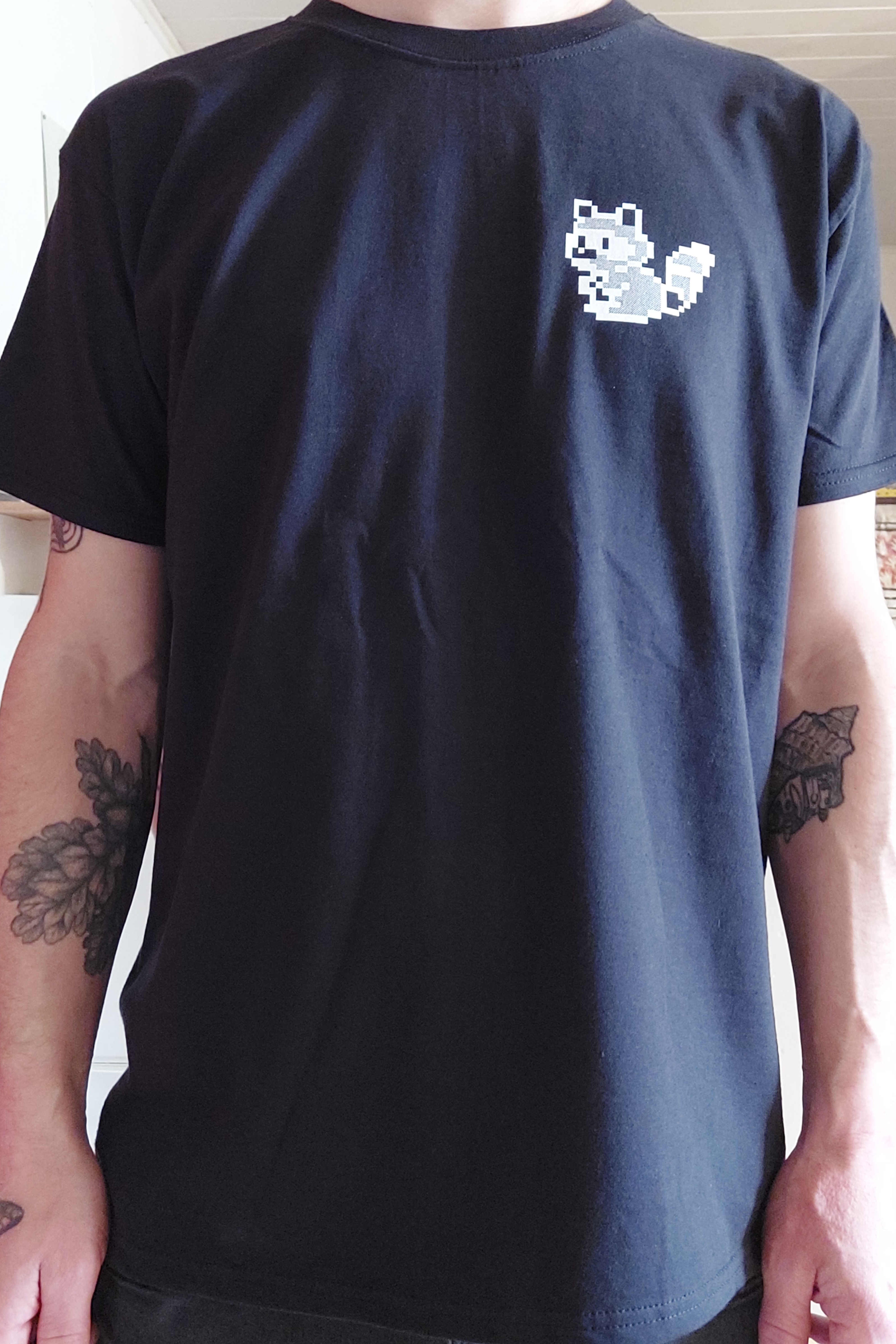 Alleluia Tee-shirt Noir Raton Laveur Pixel Art